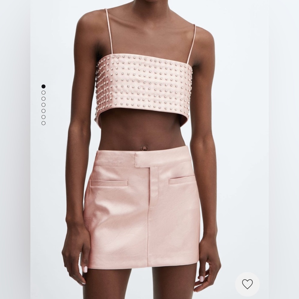 NWT mango metallic leather-effect mini skirt